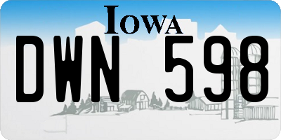IA license plate DWN598