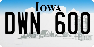 IA license plate DWN600