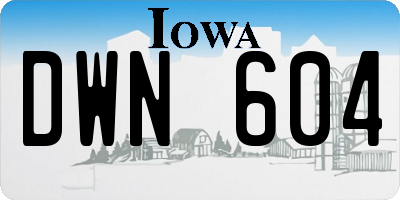 IA license plate DWN604