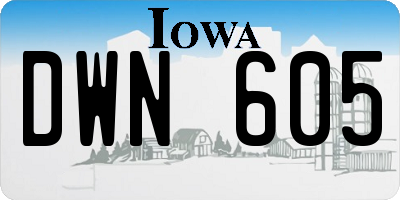 IA license plate DWN605
