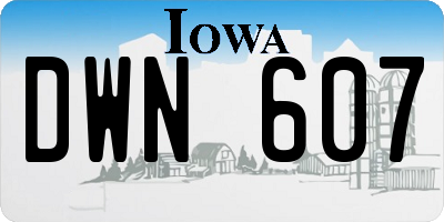 IA license plate DWN607