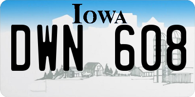IA license plate DWN608