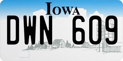 IA license plate DWN609