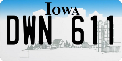 IA license plate DWN611