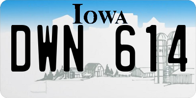 IA license plate DWN614