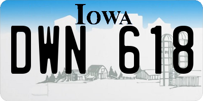 IA license plate DWN618