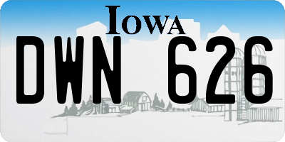 IA license plate DWN626