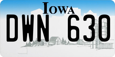 IA license plate DWN630
