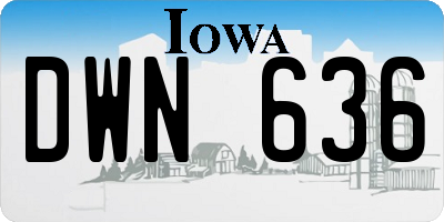 IA license plate DWN636