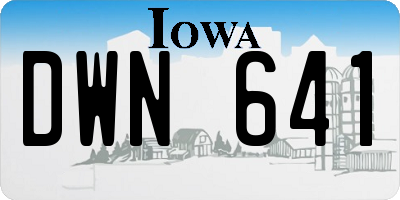IA license plate DWN641