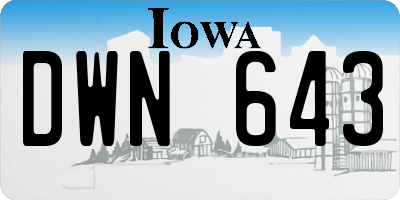 IA license plate DWN643