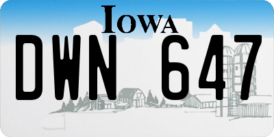 IA license plate DWN647