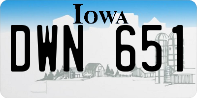 IA license plate DWN651