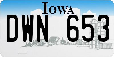 IA license plate DWN653