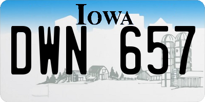 IA license plate DWN657