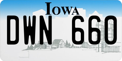 IA license plate DWN660