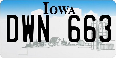 IA license plate DWN663