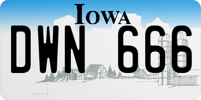 IA license plate DWN666
