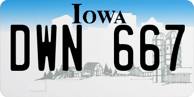 IA license plate DWN667