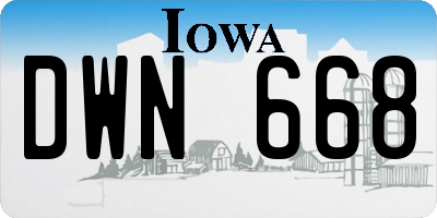 IA license plate DWN668