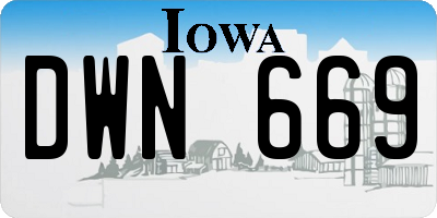 IA license plate DWN669