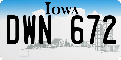 IA license plate DWN672