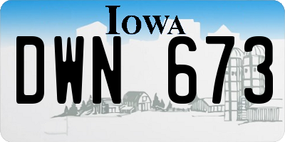 IA license plate DWN673