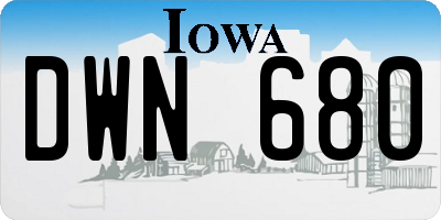 IA license plate DWN680