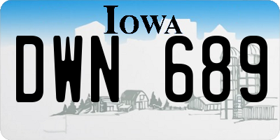 IA license plate DWN689
