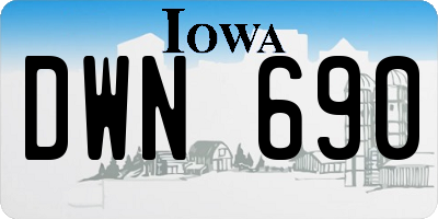 IA license plate DWN690