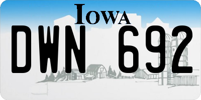 IA license plate DWN692