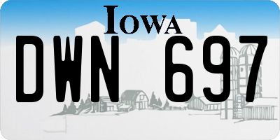 IA license plate DWN697