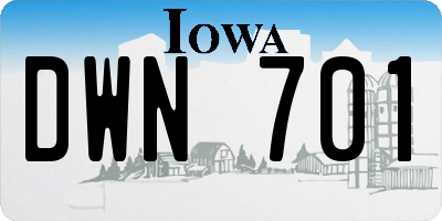 IA license plate DWN701