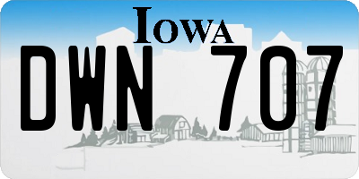 IA license plate DWN707