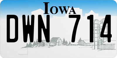 IA license plate DWN714