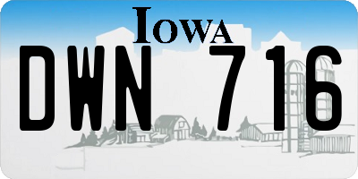 IA license plate DWN716