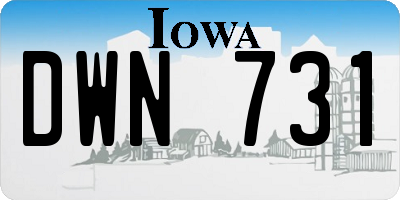IA license plate DWN731