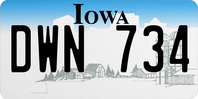 IA license plate DWN734