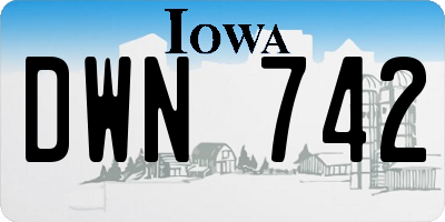 IA license plate DWN742