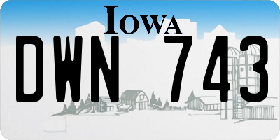 IA license plate DWN743
