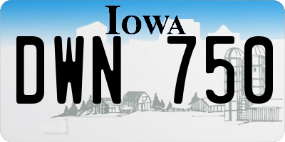 IA license plate DWN750