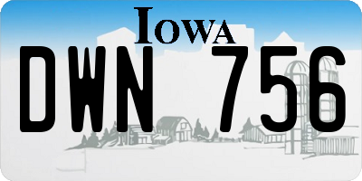 IA license plate DWN756
