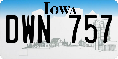 IA license plate DWN757