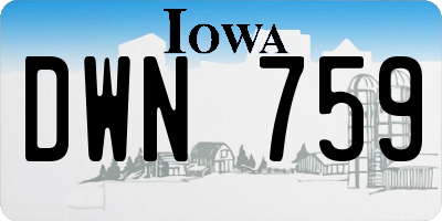 IA license plate DWN759
