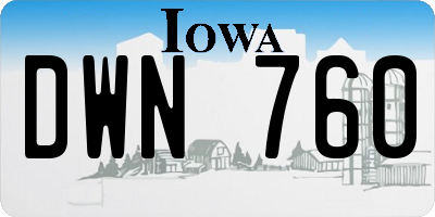 IA license plate DWN760