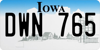 IA license plate DWN765