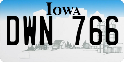 IA license plate DWN766