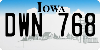 IA license plate DWN768