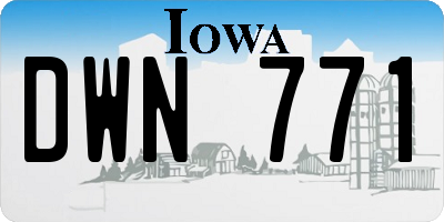 IA license plate DWN771