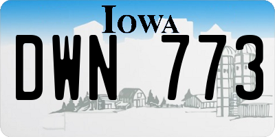 IA license plate DWN773